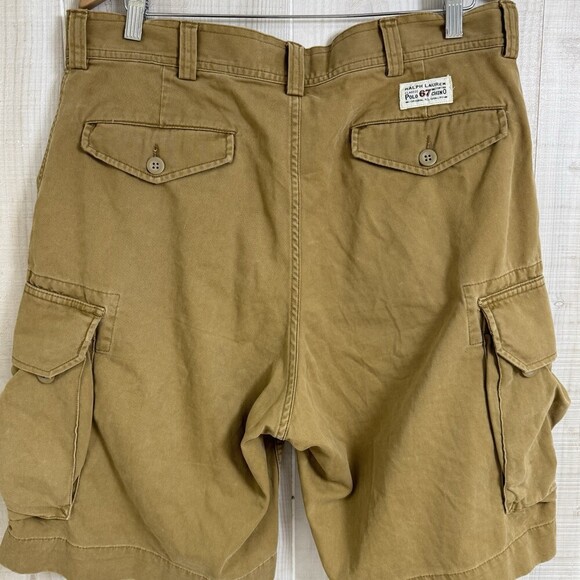 Polo Ralph Lauren Shorts Mens 35 Khaki Cargo Chino 100% Cotton Classic Polo 67 - Picture 2 of 9